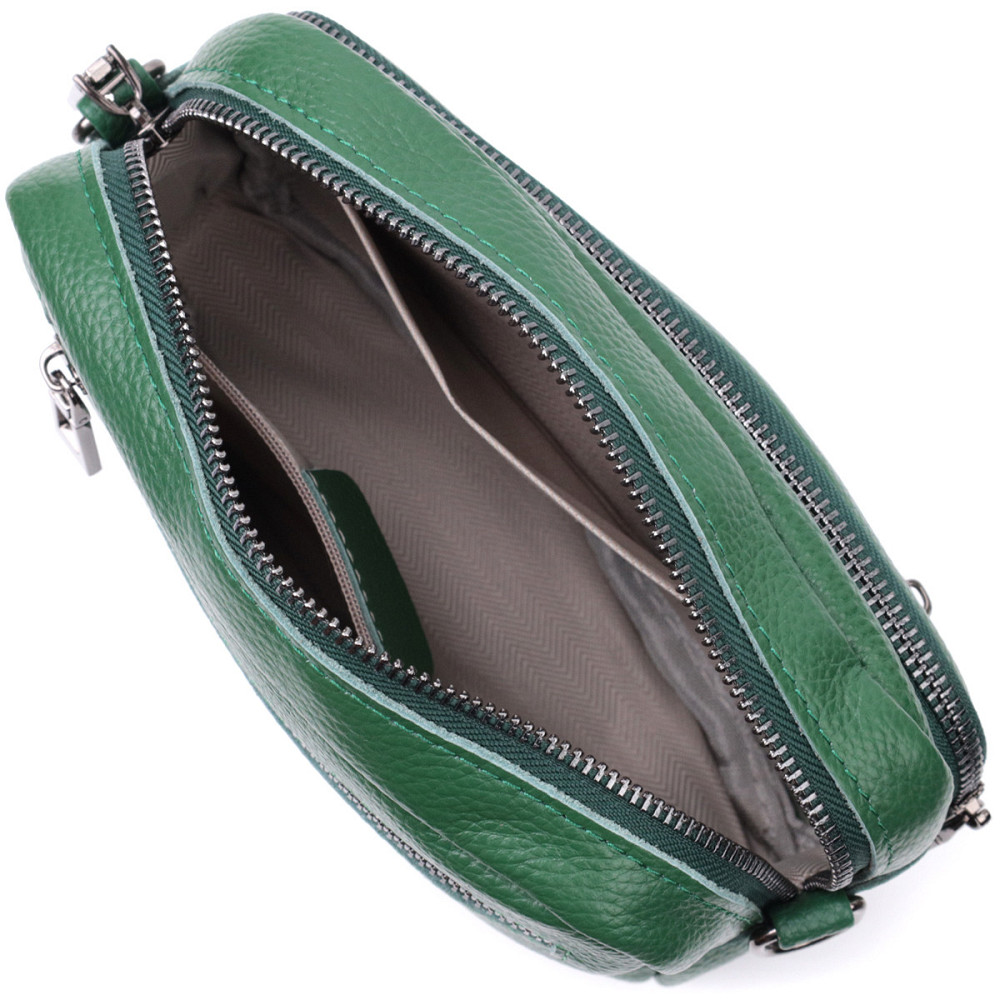 Яркая женская сумка с накладным карманом из натуральной кожи Vintage 22639 Зеленая Киев - изображение 9