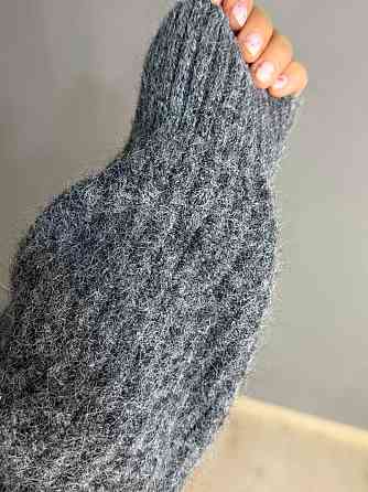 Светр жіночий A-N 3321 оверсайз з мисом довгий крупна в’язка темно-сірий, темно-сірий, one size Київ
