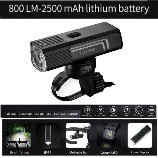 Фонарик для катания на велосипеде LEADBIKE LD88-OSRAM 800LM, Фонарь для велосипеда с акб XL-69 Киев - изображение 5