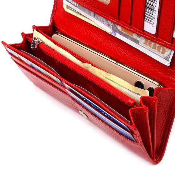 Лакований гаманець для жінок із натуральної фактурної шкіри CANPELLINI 21609 Червоний Київ