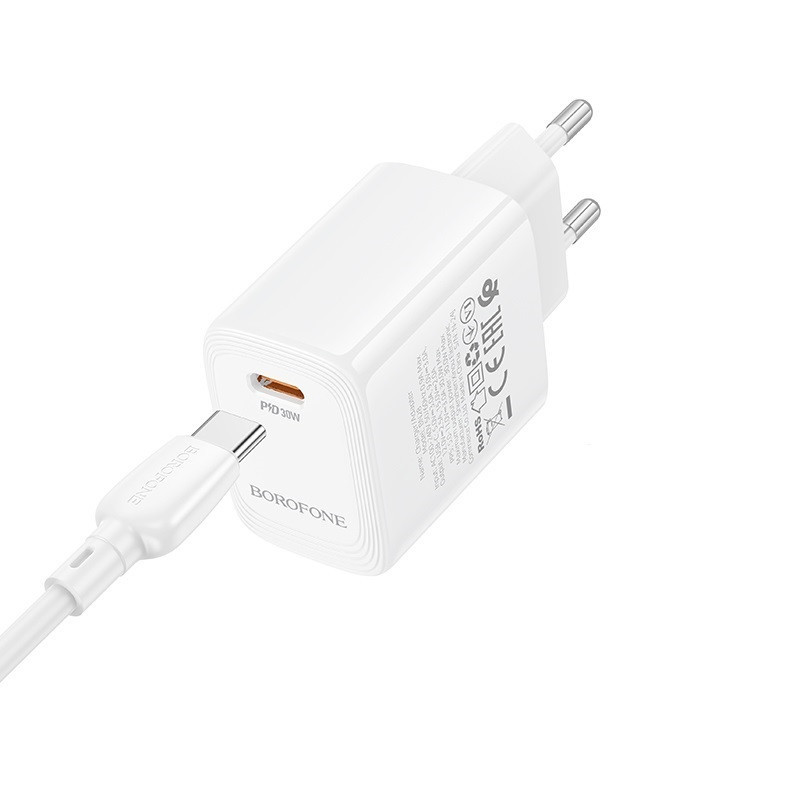 Мережевий зарядний пристрій BOROFONE BN28 Fuente single port PD30W charger (EU) White Одеса - фото 6