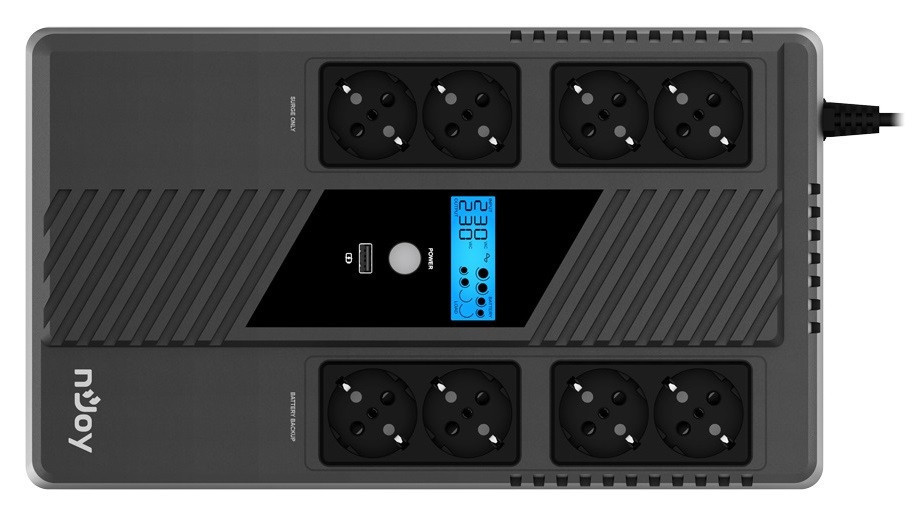 ДБЖ NJOY Token 800 (UPCSBLS680TTOAZ01B), Lin.int., 8 x Schuko, USB, LCD, пластик ( Чорний ) Харьков - изображение 3