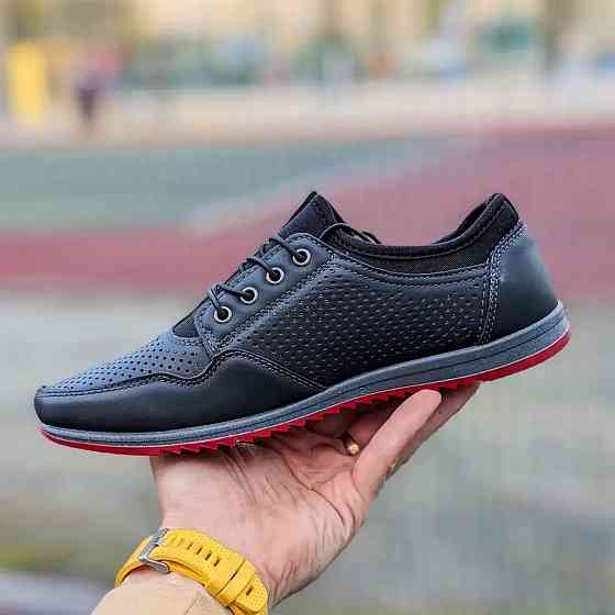 Мужские Мокасины Летние Черные Кроссовки Сеточка Перфорированный в дырочку (размеры: 40,41,42,43,44,45)- 218-2 Днепр