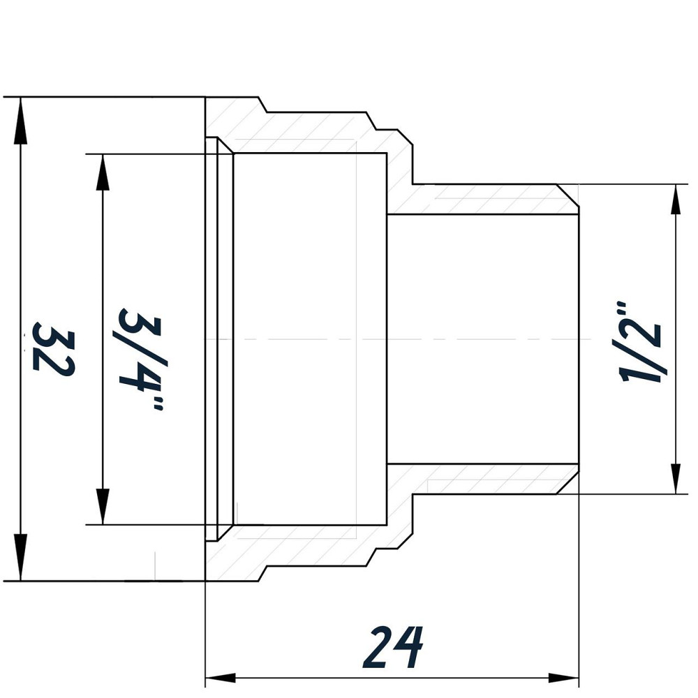 Перехідник редукційний 3/4″х1/2″ВЗ нікельований восьмигранний NK433O OPTIMUM (000030797) Київ - фото 3