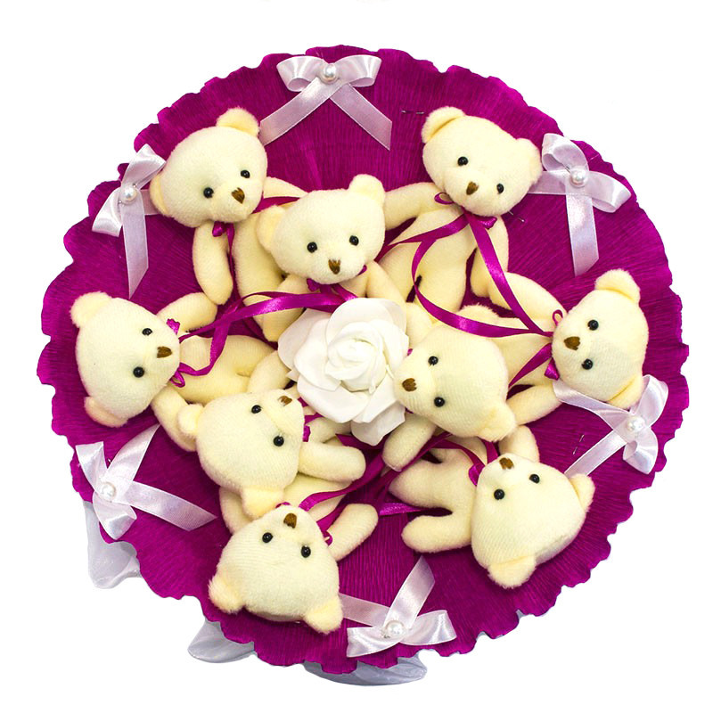 Букет з іграшок Ведмедики фуксія 5351IT з 9ю іграшками Вінниця - фото 5