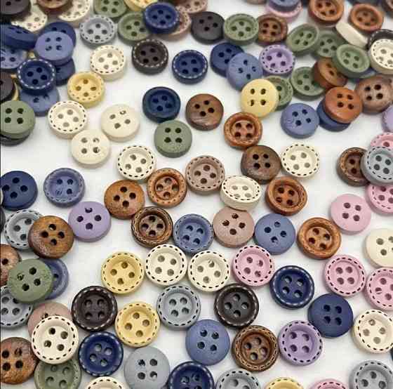 Дерев'яні гудзики мікс 50 шт 1 см для декору та рукоділля Київ