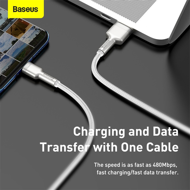 Кабель Baseus Cafule Series Metal Data Cable USB to Type-C 66W 1m White Одеса - фото 8