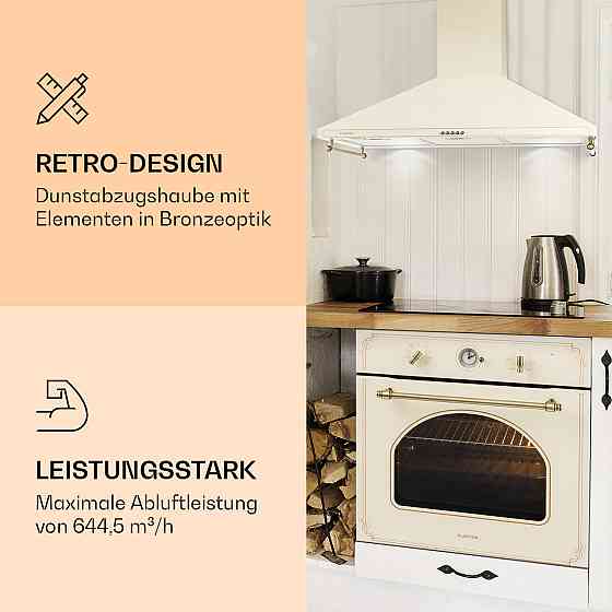 Вытяжка Victoria 90 90 см ретро-дизайн 644,5 м³/ч 2 светодиодные лампы цвета слоновой кости (Германия, читать Ровно