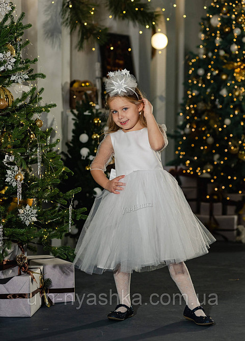 Белое платье со съёмным шлейфом 116-128 Кривой Рог - изображение 5