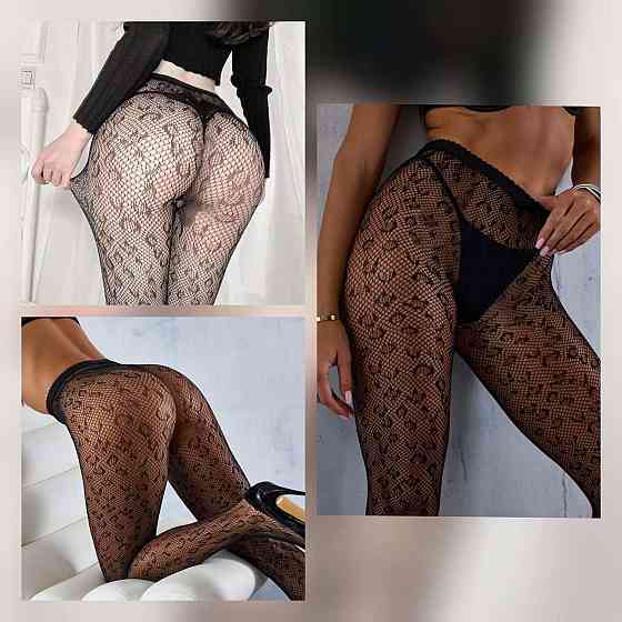 Женские черные колготки - сеточка с отделкой Черный 3 Одесса
