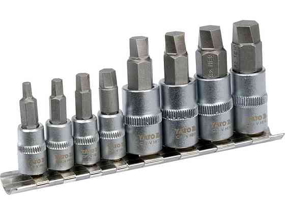 Набір естракорів гвинтів YATO торцеві з HEX спіральні квадрат 1/4" і 3/8", 8 шт Одеса