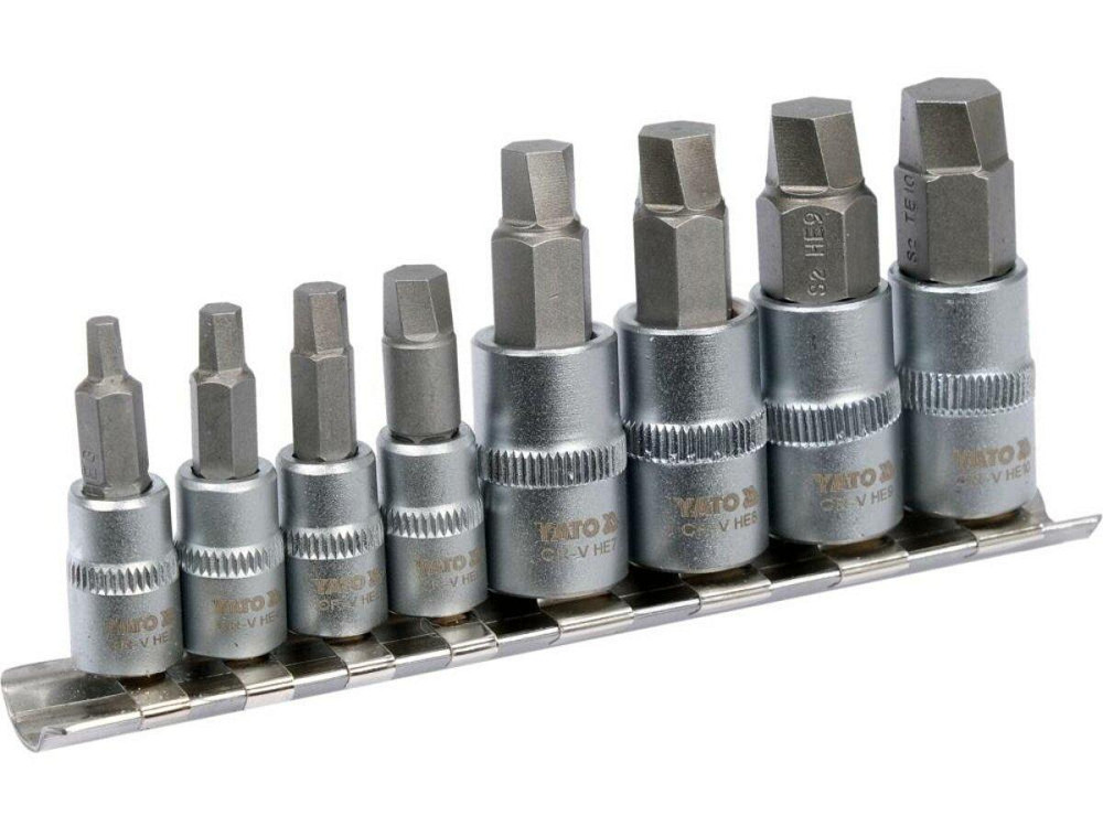 Набір естракорів гвинтів YATO торцеві з HEX спіральні квадрат 1/4" і 3/8", 8 шт Одеса - фото 1