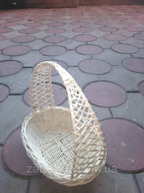 Білий плетений кошик овальний Київ - фото 2