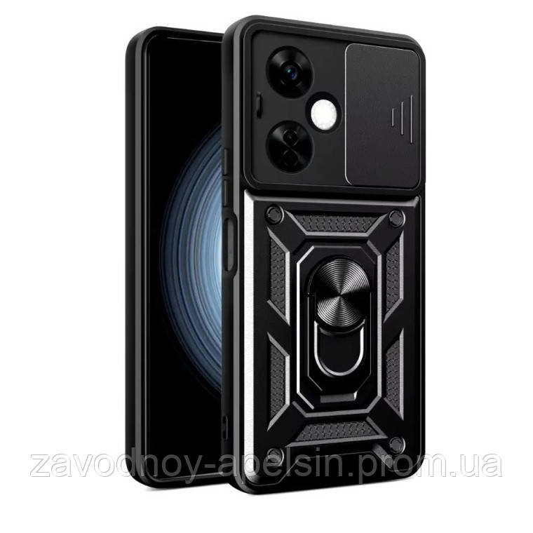 Oppo A3 A3X Чохол протиударний Шторка+кільце (чорний) Одеса - фото 1