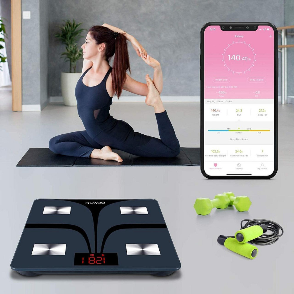 Розумні ваги ABYON з Bluetooth, аналізатор складу тіла (11 показників), синхронізація з додатком, чорні Київ - фото 3