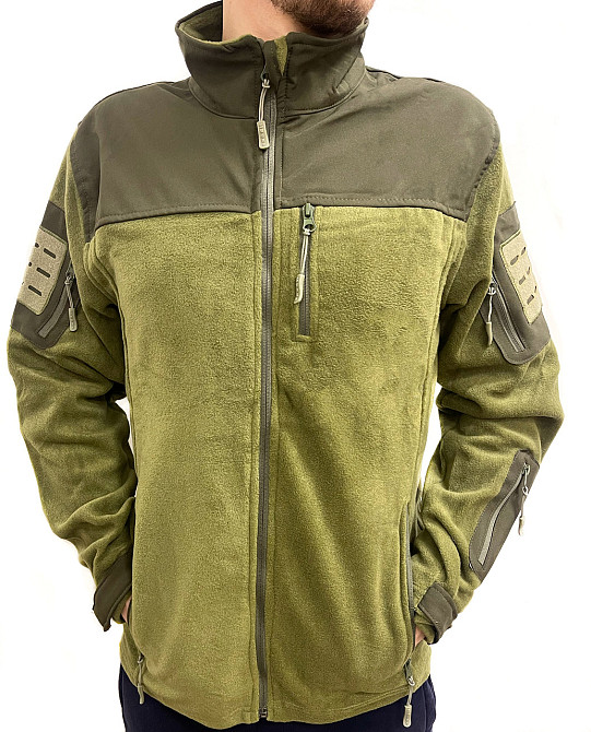 Теплая флисовая армейская кофта, тактическая кофта для военных и армии зсу цвета хаки размер L Каменец-Подольский - изображение 1