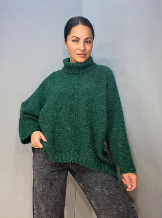 Свитер женский MY FASHION 3267 паутинка оверсайз широкий воротник хомут удлиненный, зеленый, 44-48 Одесса - изображение 7