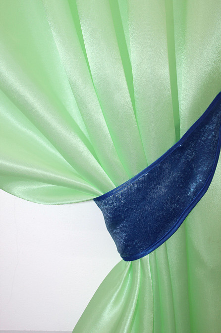 Кухонні штори VR-Textil № 073к з ламбрекеном і підхватами салатовий з синім 270х170 см (52-0271) Київ - фото 3