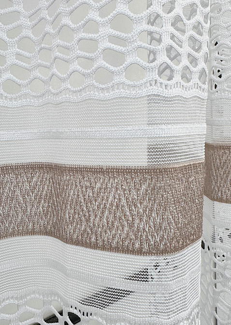 Короткий тюль VR-Textil 1945т Жаккард Белый с капучино 350х145 см (42-1161) Киев - изображение 5