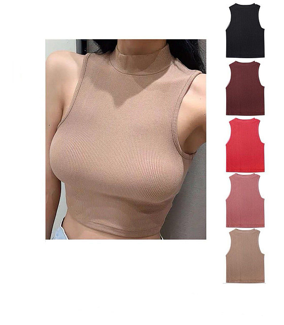 Майка жіноча-топ під горло без рукавів Коричневий L/XL Харків - фото 2