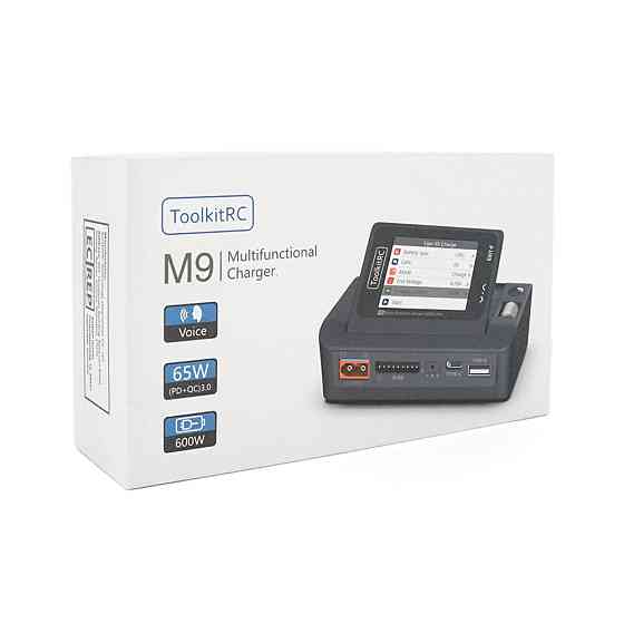Зарядное устройство ToolkitRC M9 600Вт, тип АКБ LiPo, LiHv, Li-ion, NiMh, LiFe, Pb, USB iнтерфейс, XT60, вхид 7-35В, вес 235г, без Киев