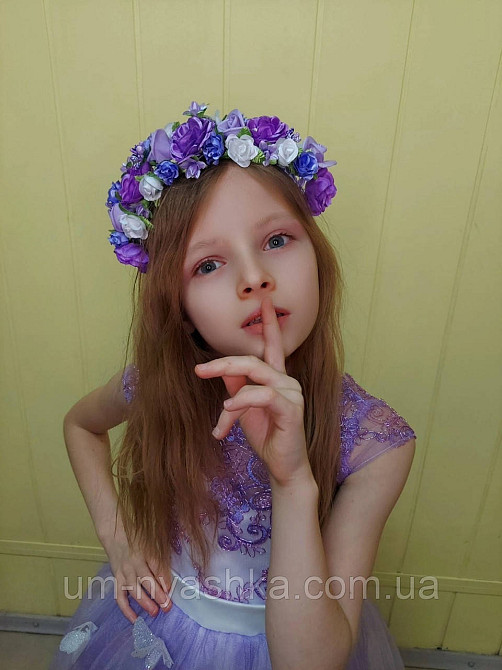 Обідок обруч з трояндочками "Фіолетовий 5 троянд" Кривий Ріг - фото 3