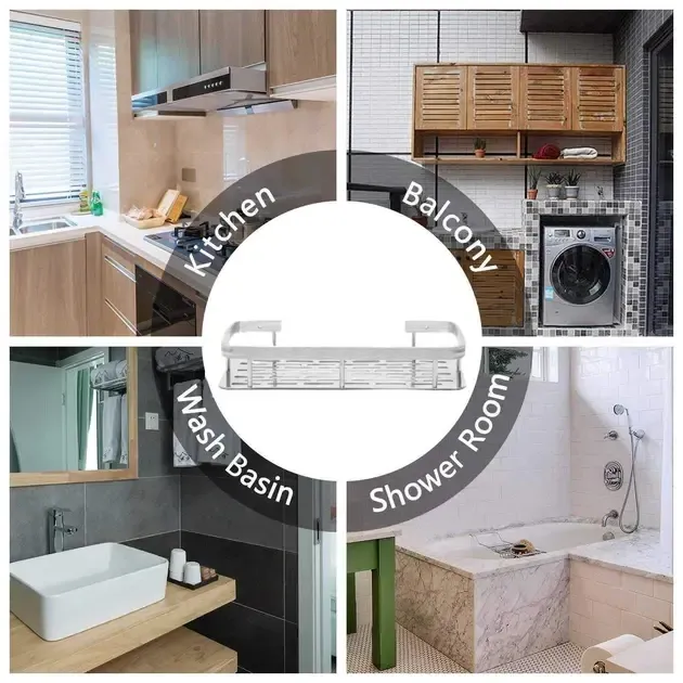 Металлическая полка для ванной самоклеющаяся Bathroom shelf до 10 кг GREY Коломыя - изображение 4