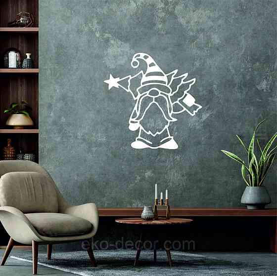 Декоративное настенное Панно «Гном», Декор на стену 70*70 см, Белый Киев