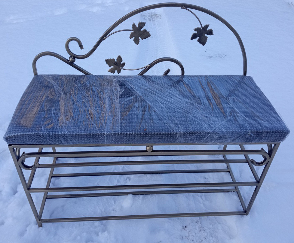 Прихожая банкетка пуфик пуф кованый со спинкой малый M-072 Киев - изображение 1