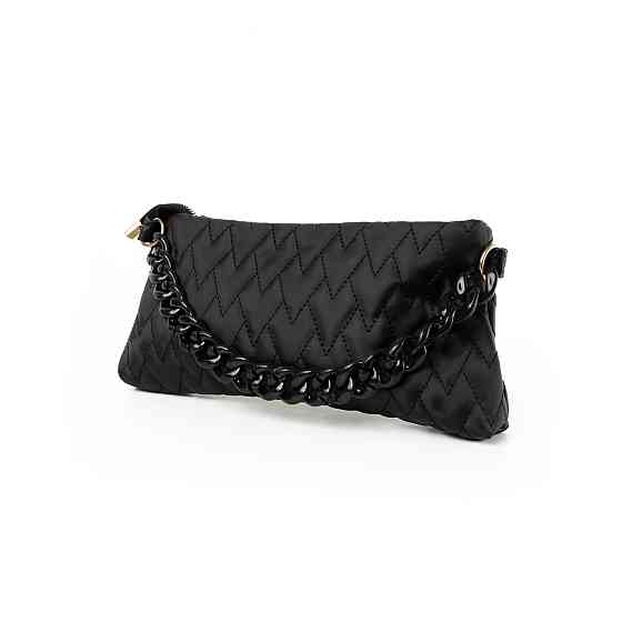 Сумка женская стильная, качественная красивая стеганая сумочка с ручкой-цепочкой, женский клатч, Черный Каменец-Подольский