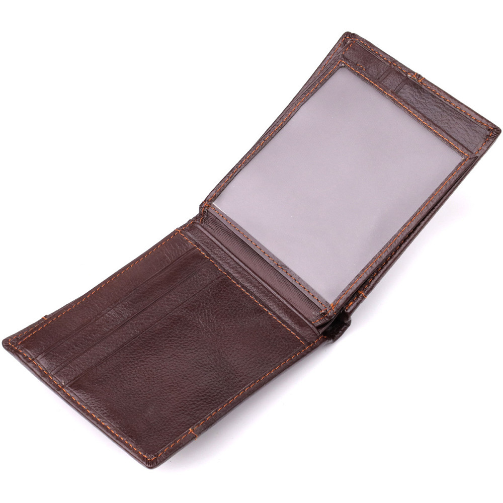 Горизонтальний стильний гаманець з натуральної шкіри Коричневий (Vintage) Київ - фото 5