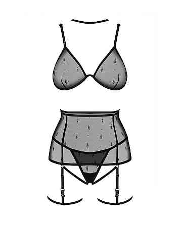 Комплект жіночої білизни Anniverse Special 4-частинний L/XL, чорний Sex Aura Київ