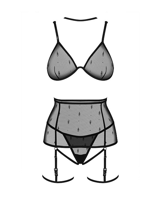 Комплект жіночої білизни Anniverse Special 4-частинний L/XL, чорний Sex Aura Київ - фото 5