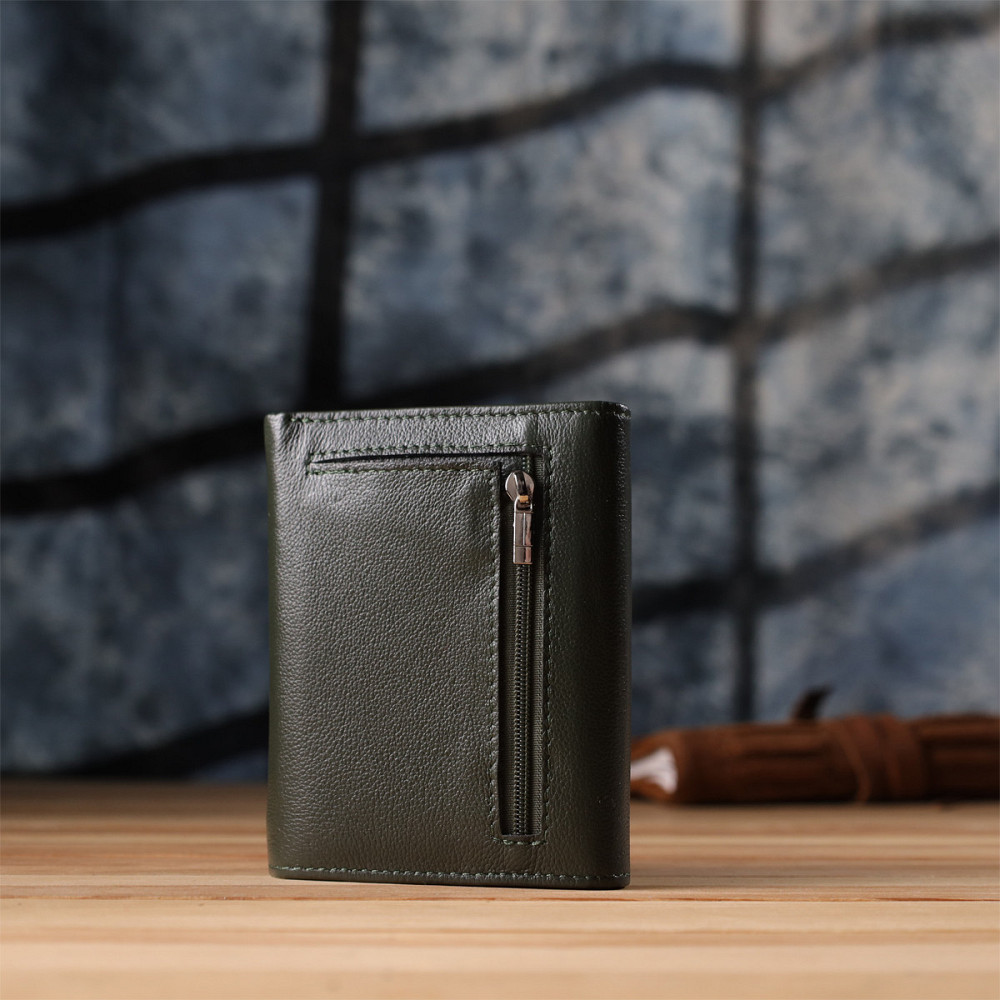 Стильний гаманець середнього розміру із натуральної шкіри ST Leather 23075 Зелений Київ - фото 10