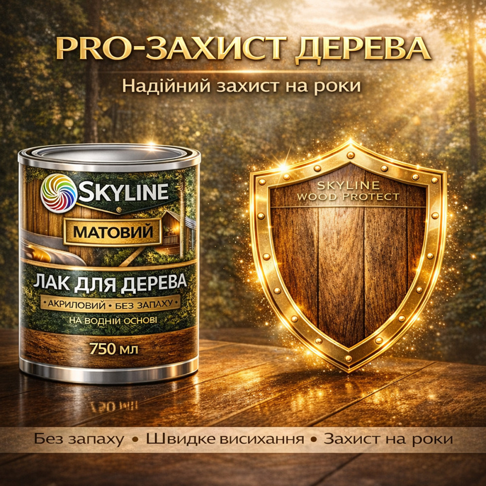 Лак для дерева Skyline матовый акриловый прозрачный без запаха для внутренних и наружных работ 750 мл Харьков - изображение 8