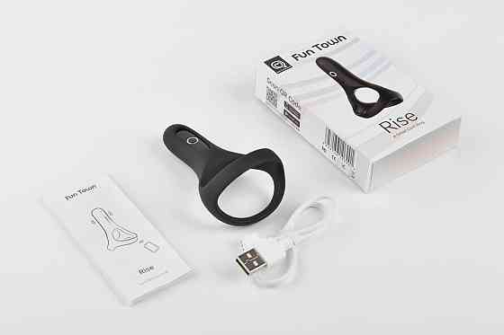 Подвійне ерекційне кільце Fun Town Rise Black, керування зі смартфона Sex Aura Київ
