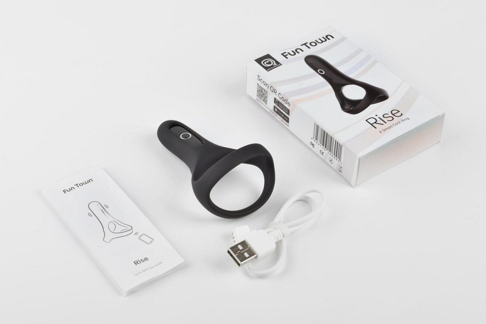 Подвійне ерекційне кільце Fun Town Rise Black, керування зі смартфона Sex Aura Київ - фото 5