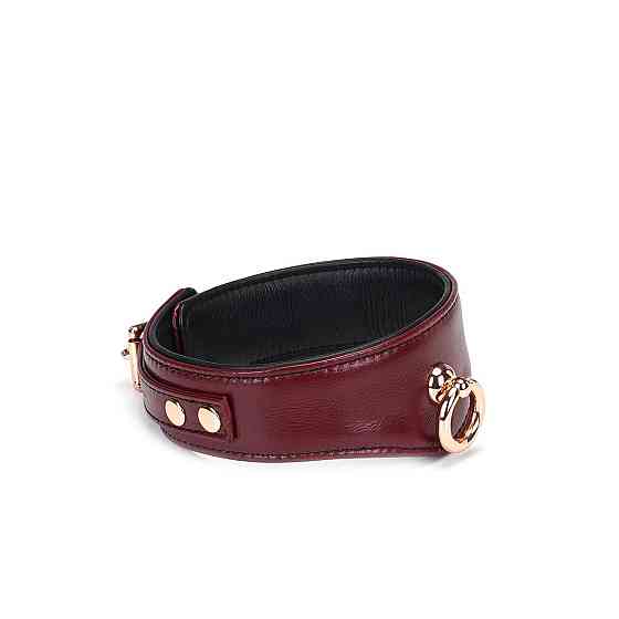 Шкіряний нашийник з повідцем Liebe Seele Wine Red Curved Collar, замок-сердечко Sex Aura Київ