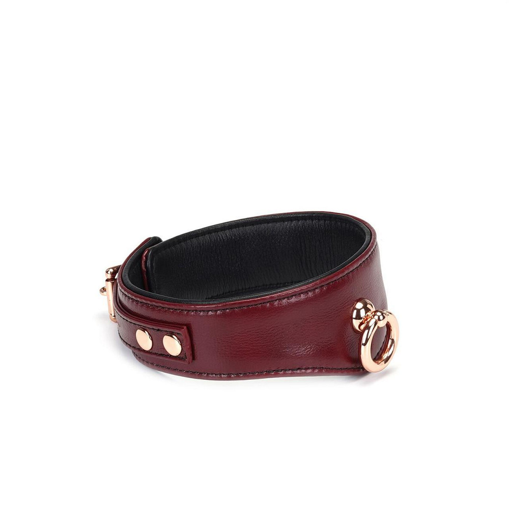 Шкіряний нашийник з повідцем Liebe Seele Wine Red Curved Collar, замок-сердечко Sex Aura Київ - фото 4