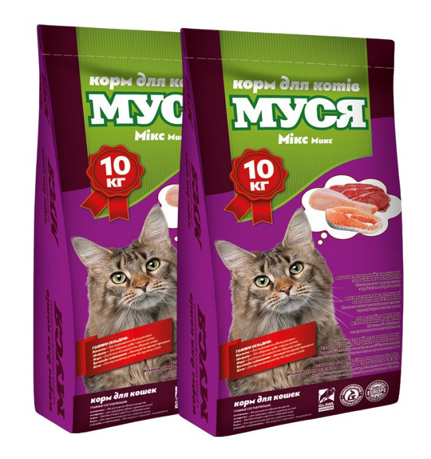 Корм для кошек Муся микс 1 + 1 (20 кг) Винница - изображение 1