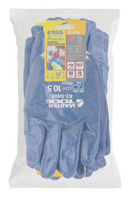 MASTERTOOL Рукавички масло-бензостійкі MASTERTOOL повне нітрилове покриття в'язаний манжет 10.5 Коломия - фото 2