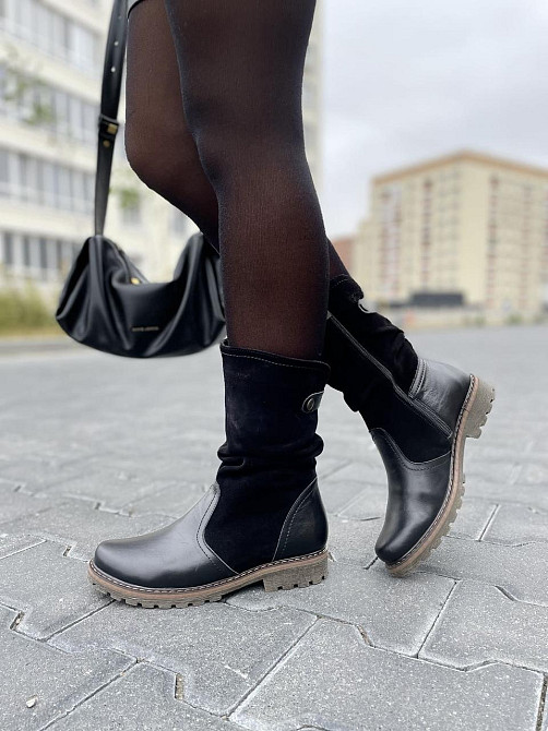 Vesna Напівчоботи жіночі VESNA чорні шкіра+замша натуральна зима 38р.39р.40р. (1258) Коломыя - изображение 8