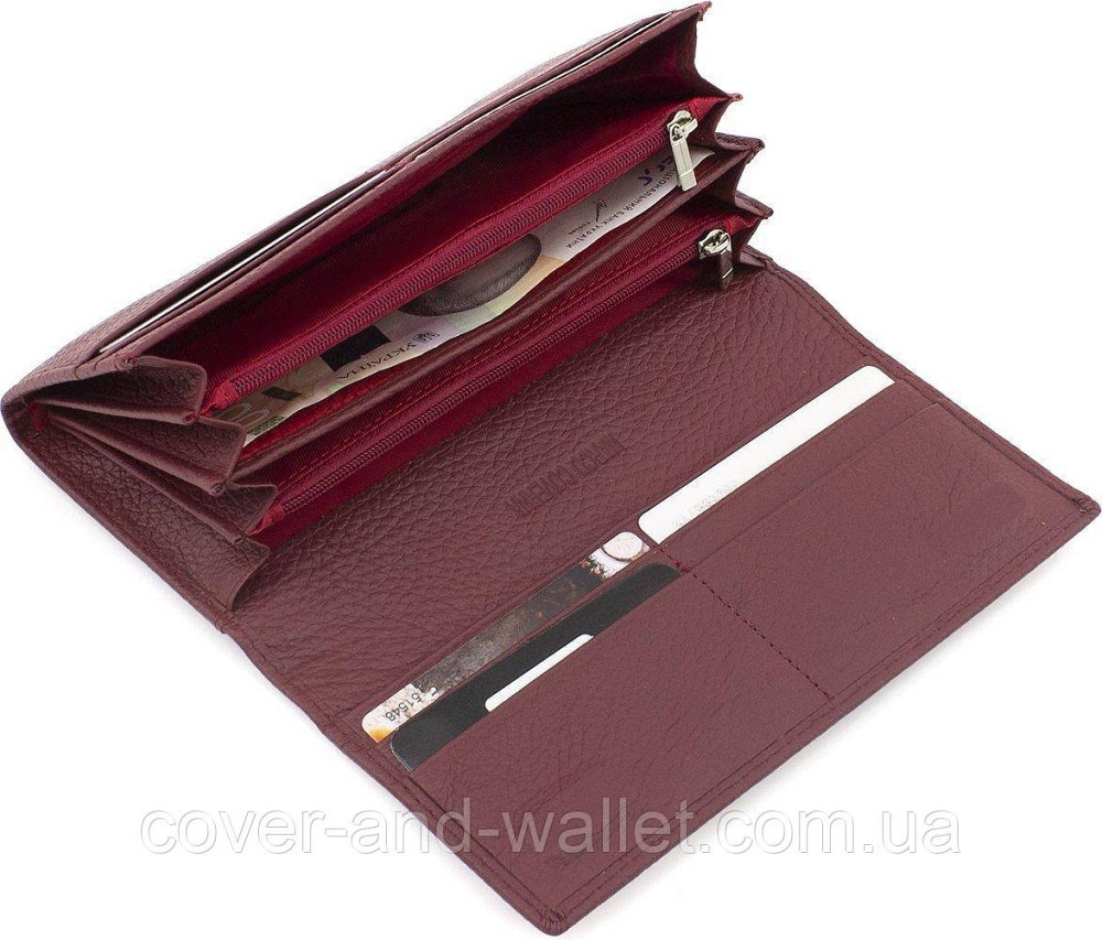 Классический кожаный женский кошелек красного цвета Marco Coverna MA 501-1 Бордовый Киев - изображение 3