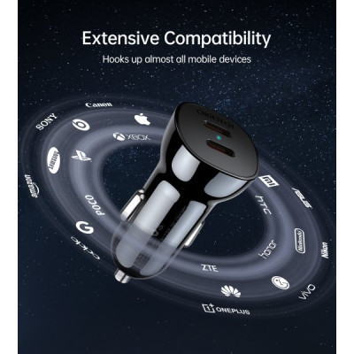 Зарядний пристрій Choetech car 2хUSB-C 40W PD black (TC0008-BK) Вінниця - фото 5