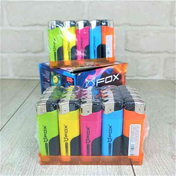 Зажигалка с фонариком Fox Микс уп/50шт Харьков