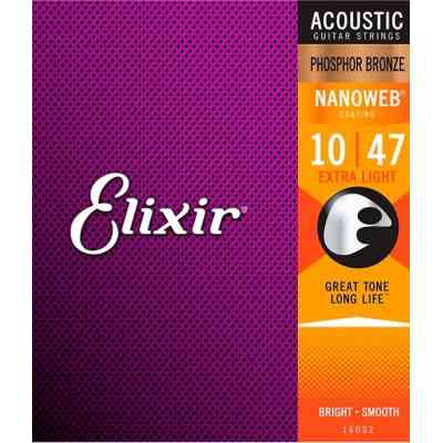 Струны для гитары Elixir 16002 Nanoweb Phosphor Bronze Acoustic Extra Light (10-47) (240661) Винница