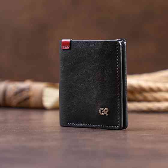 Стильне портмоне-кредитниця комбі в гладкій шкірі Чорне (GRANDE PELLE) Київ