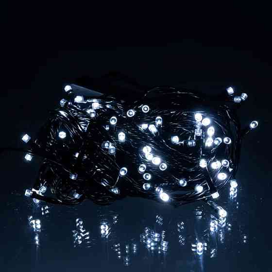 Гірлянда новорічна 10 м, 120 LED, чорний провід, біла Київ