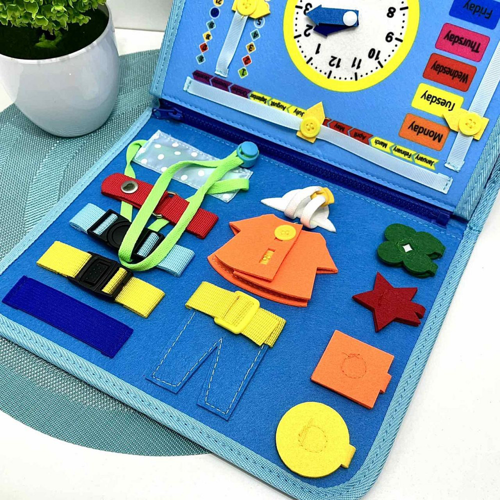 Сумочка розвиваюча тканинна з навчальними елементами Блакитна (C60512) Чернігів - фото 4