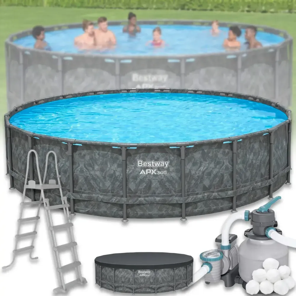 Каркасный круглый бассейн 549х132 см на 26 000 л с фильтр-насосом, лестницей, тентом Bestway 561KC Коломия - фото 2